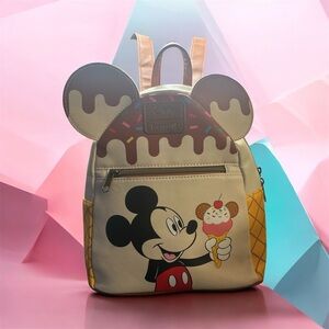 Loungefly Mickey Mouse Ice Cream Mini Backpack - Cream, Brown & Yellow